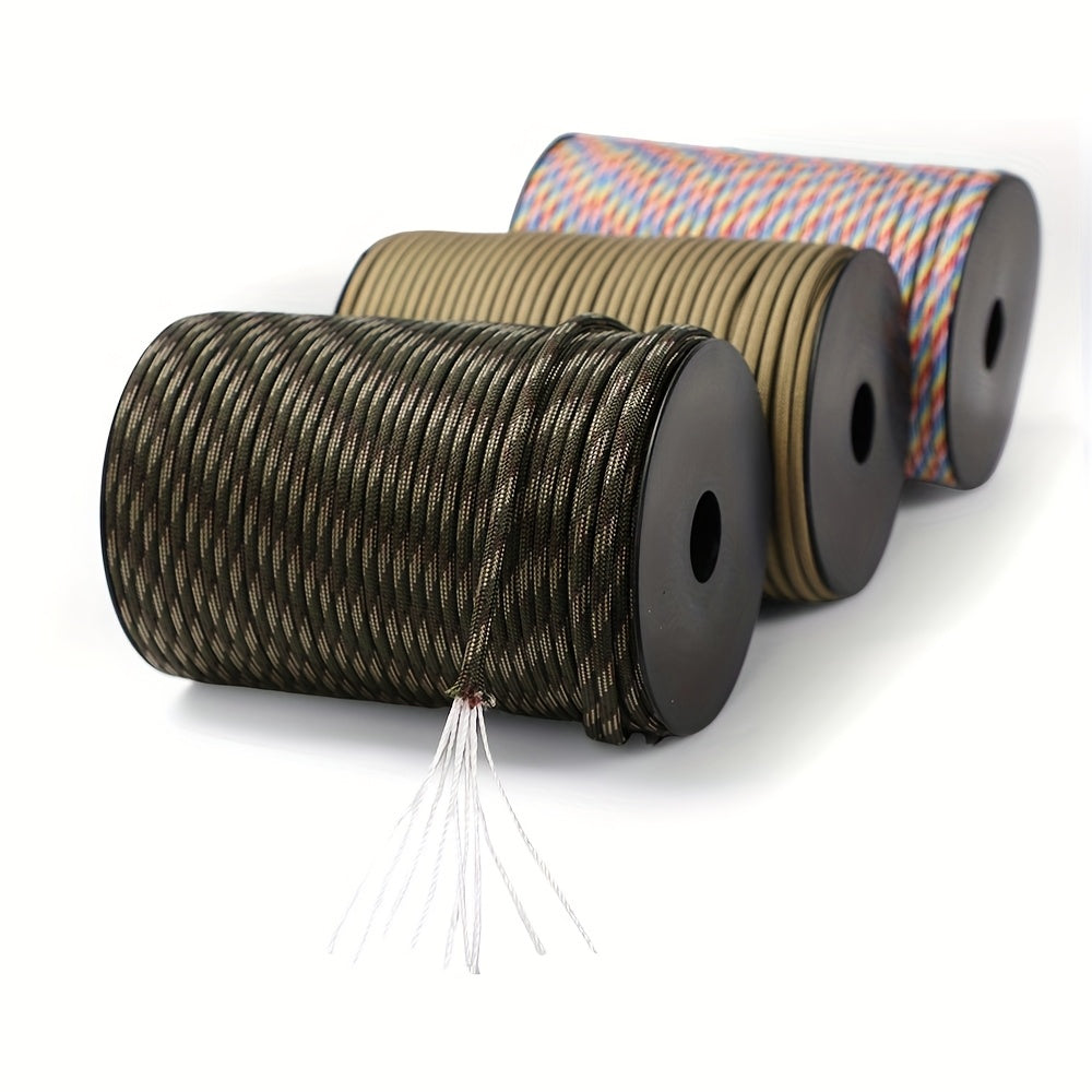 100 Meter Roll Up 328 Foot Nine Core Umbrella Rope With Multiple Colors Suitable For Tent Building, Backpack Storage, Clothes Drying, Bracelet Weaving, Hiking, Camping, Hiking Accessories, Binding Windproof Rope